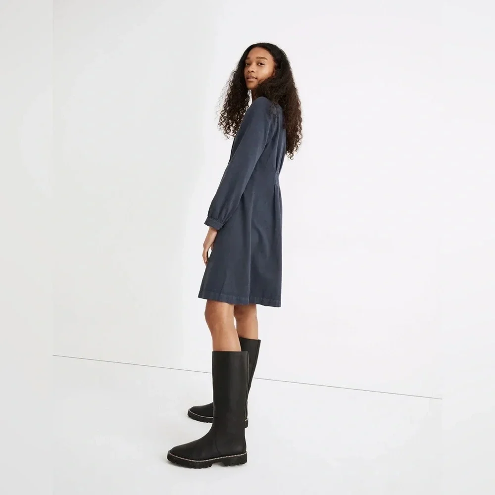 Madewell NWT Responsible long sleeve button front mini dress Size: 0 - Picture 2 of 8